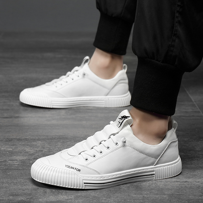 202 Spring new men's shoes leather casual versatile shoes men's board shoes Korean trend low help small white shoes men