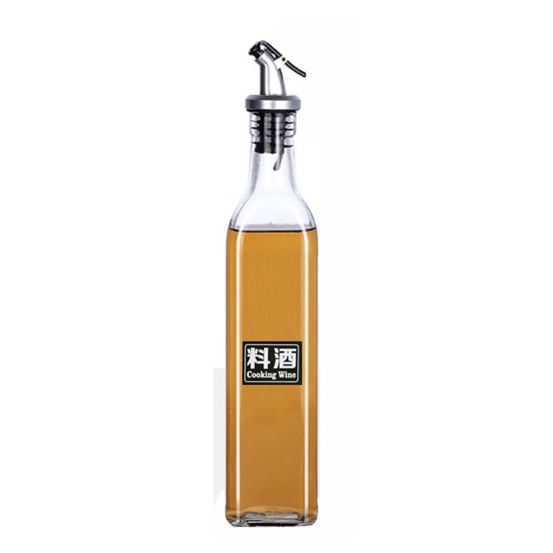 Household glass anti-hanging oil press square oil bottle, transparent oil pot, soy sauce and vinegar bottle, cooking wine anti-leakage seasoning bottle set Item Picture