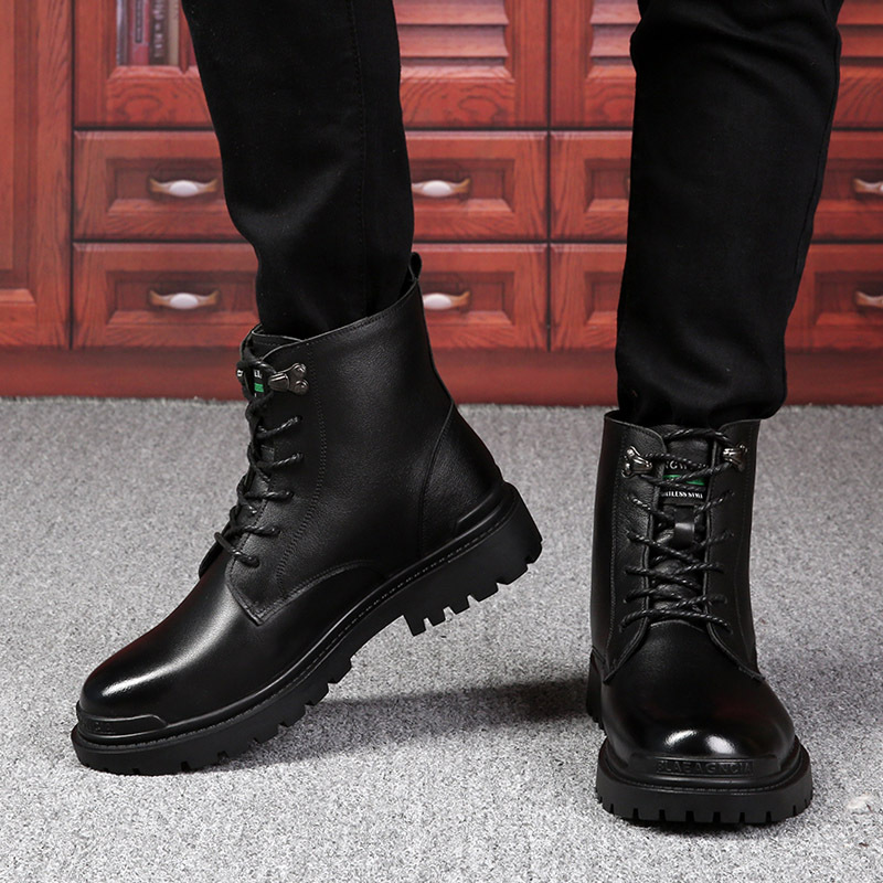 Martin boots men's high top British style Korean edition work boots all-match fashion shoes winter leisure leather boots with suede leather shoes for men