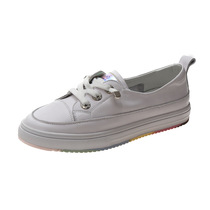 First layer cowhide shallow mouth small white shoes woman 202 summer new leather flat casual shoes for students a generation