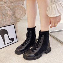 Top layer cove Leather Martin boots women 202 autumn/winter new rear zipper comfortable breathable lean boots a hair replacement leather boots
