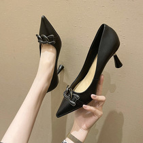 Top layer cowhide high-heeled shoes female 202 summer new shallow mouth pointed high-heeled fashion shoes a generation of women's shoes