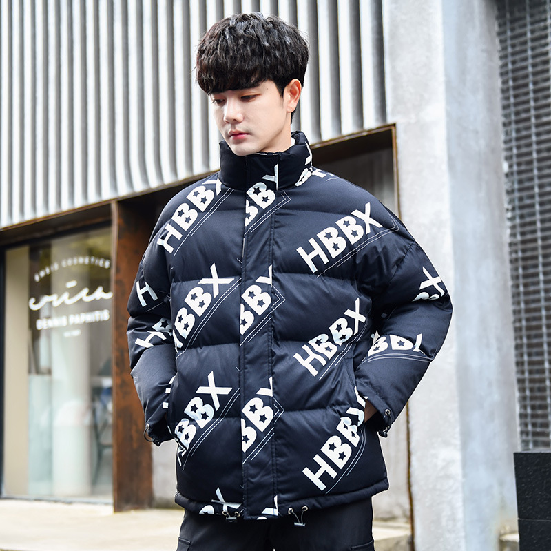 Letter bread cotton-padded jacket couple's winter new style Korean loose Hong Kong-style plus-size cotton-padded jacket warm student stand-up collar cotton Application Scenario