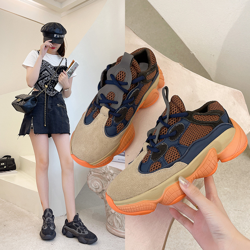 202秋季新款椰子老爹鞋女韩版运动休闲系带圆头女鞋厂家一件代发