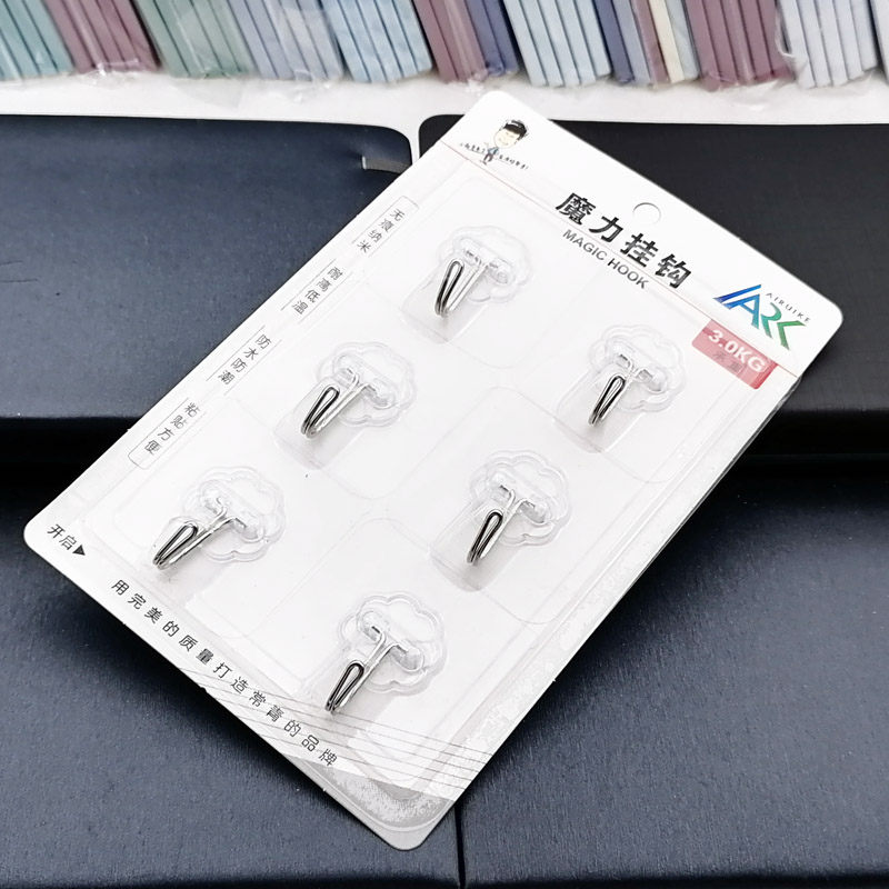 L2124 9118 Six seamless hooks for restaurants and bedrooms, sticky hooks, hooks, wholesale at Yiwu 2-yuan store details Picture