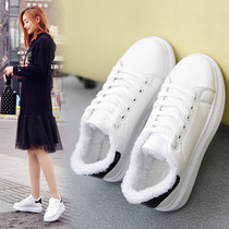 Small white shoes for women with fleece warm shoes for women 202 winter new cotton shoes Korean thick soles for students shoes and sports shoes