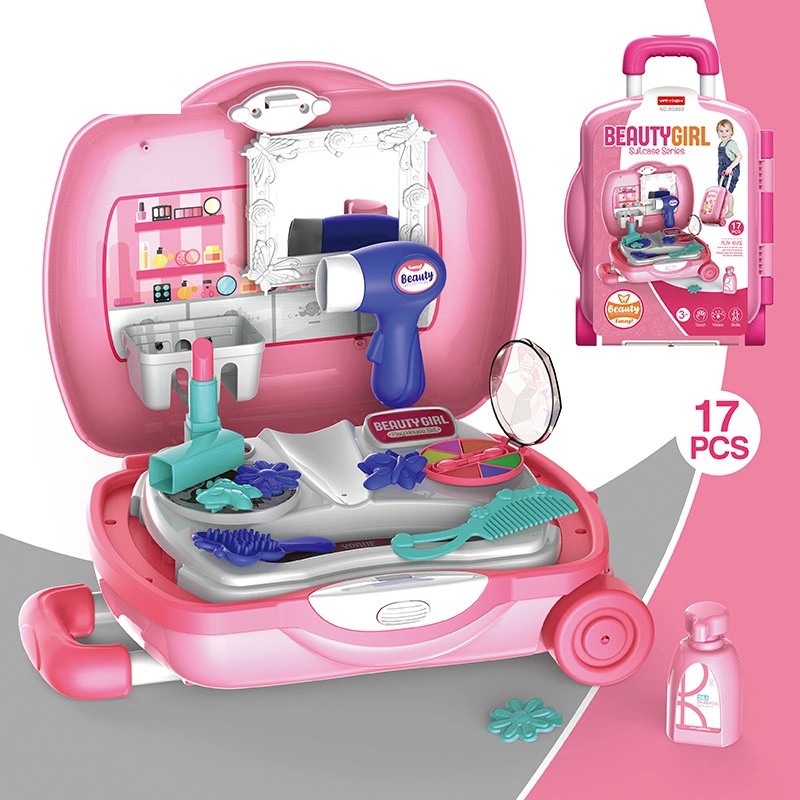 Children's house play portable suitcase, dressing table, Chekele kitchen tableware, medical equipment, trolley case, toy set h Item Picture