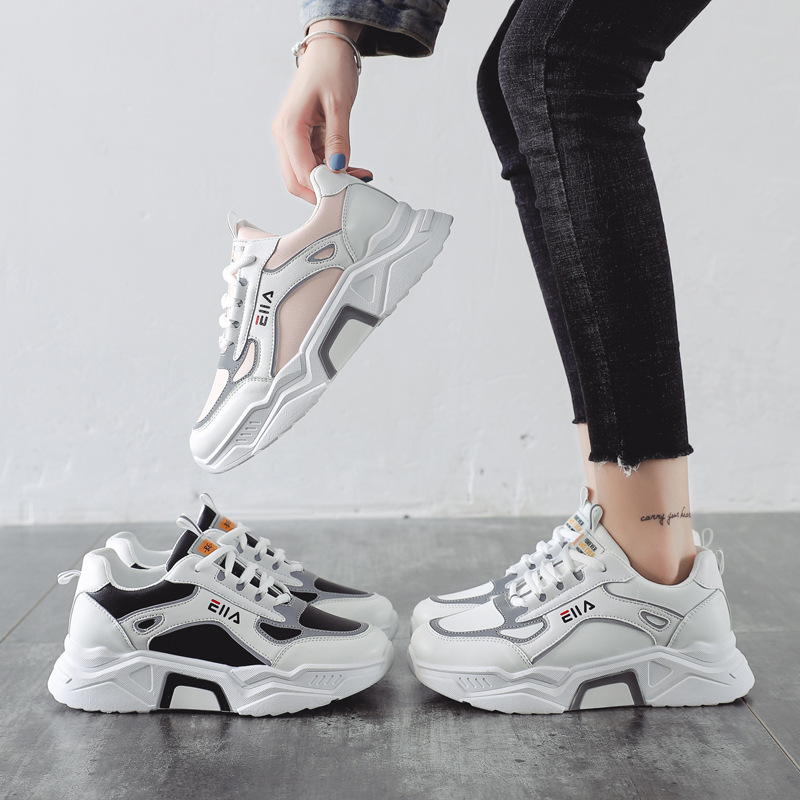 Dad shoes female 202 spring New Korean breathable sports shoes female students heighten casual shoes running shoes