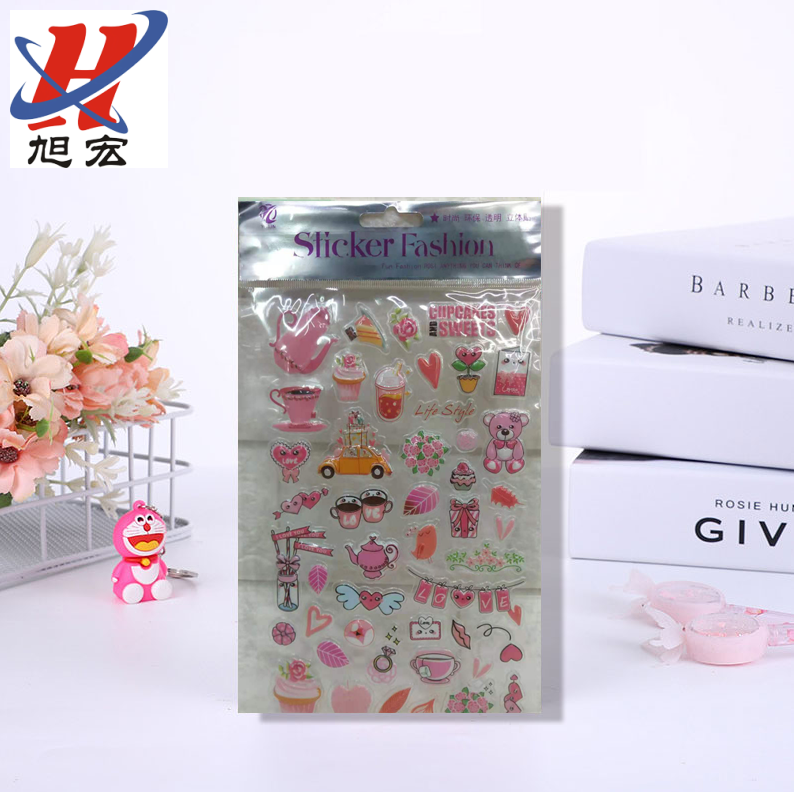LXK concave-convex stickers, bubble stickers, transparent 3D stickers, DIY 3D stickers, new stickers, custom stickers Specification image