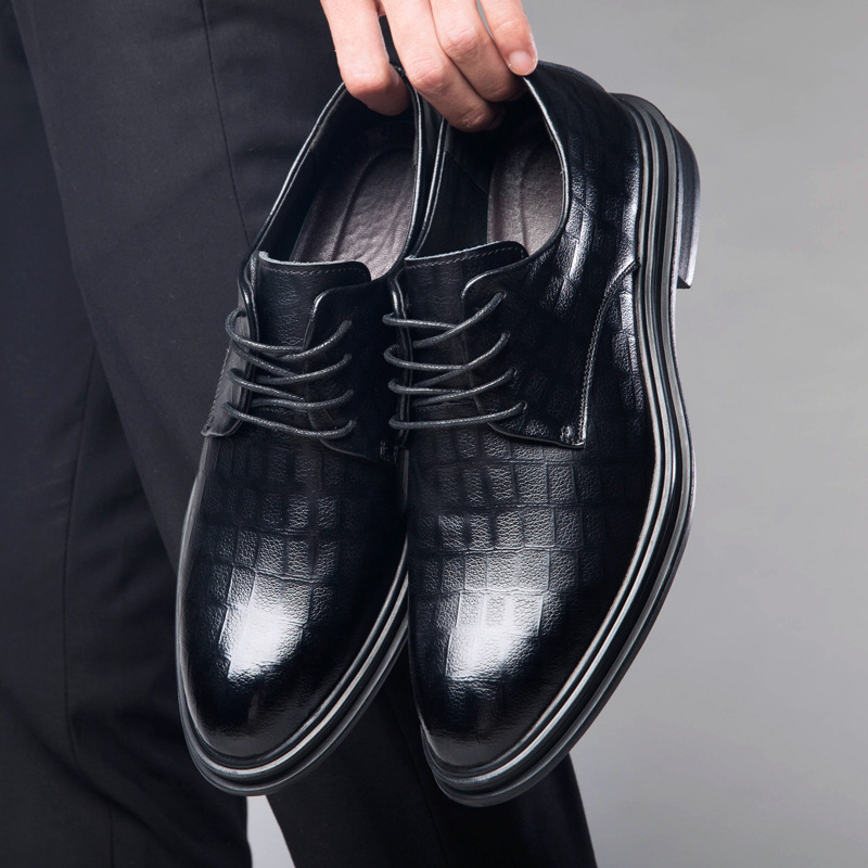 Formal business leather shoes men 202 autumn new pointy tide casual British leather stealth shoes men