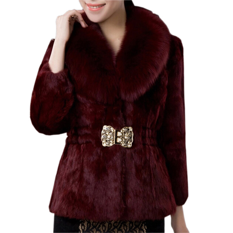A new Korean-style fur coat for women in the autumn and winter of 2021, featuring short rabbit fur and fox fur collar faux fur for a slimming look Item Picture