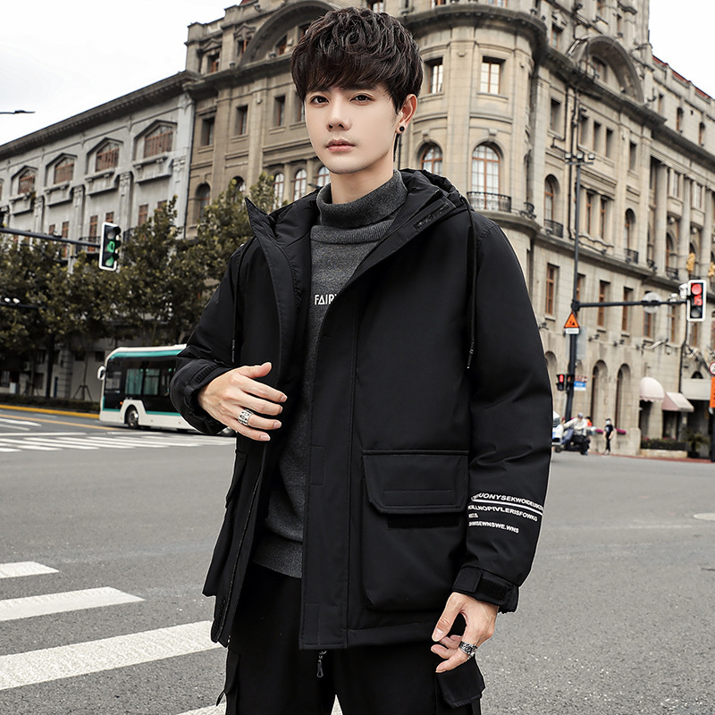 "2021 Men's down jacket Outdoor solid color Casual sports youth Korean-style warm workwear jacket Trend one-piece consignment. details Picture