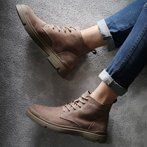 Plush warm winter leather Martin boots for men's high hand men's shoes for men's war Wolf tide boots for Men's British wind desert boots