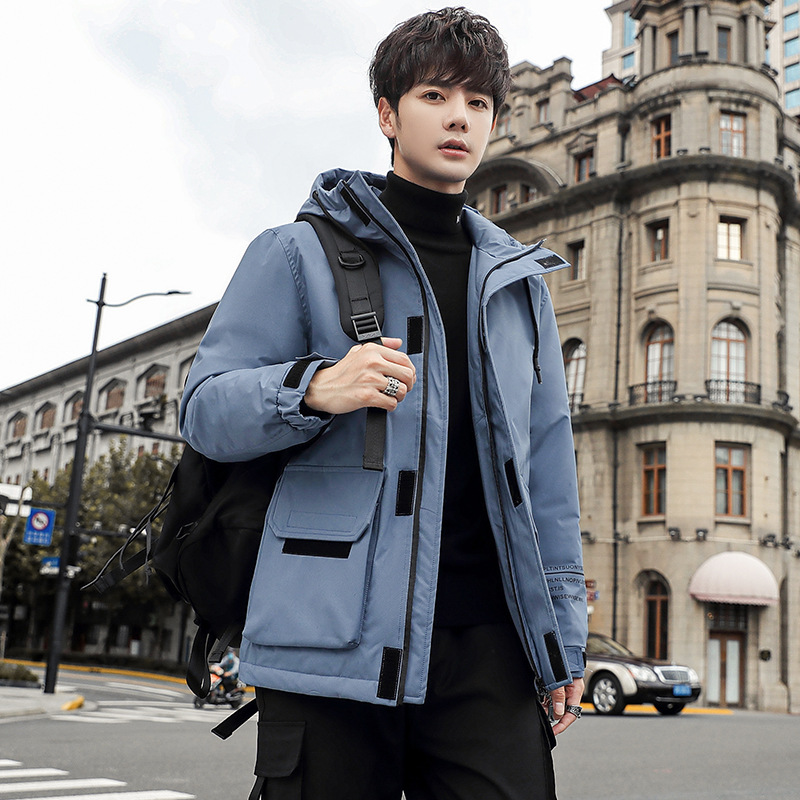 "2021 Men's down jacket Outdoor solid color Casual sports youth Korean-style warm workwear jacket Trend one-piece consignment. Application Scenario