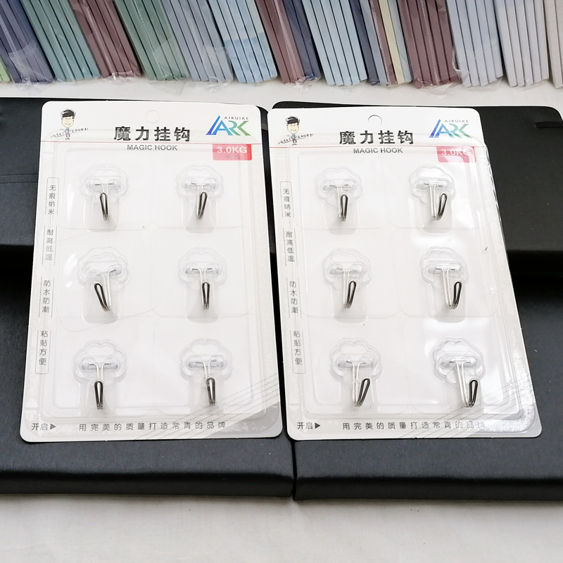 L2124 9118 Six seamless hooks for restaurants and bedrooms, sticky hooks, hooks, wholesale at Yiwu 2-yuan store Item Picture