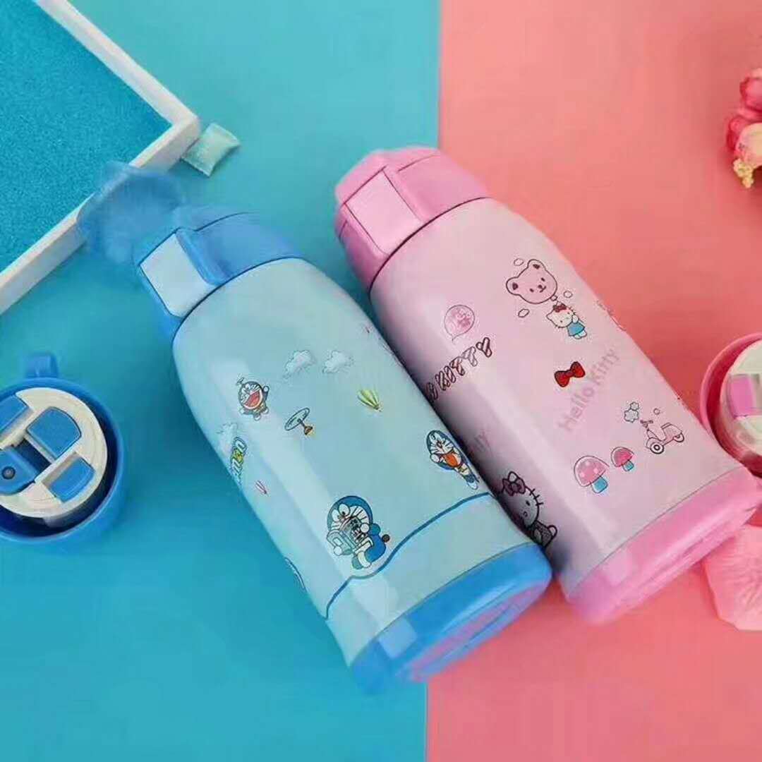 New cartoon stainless steel vacuum insulated cup, customized creative children's kettle with straw, baby water cup gift wholesale, portable and easy to clean, food-grade silicone straw, multiple colors and patterns to choose from, baby water cup. details Picture