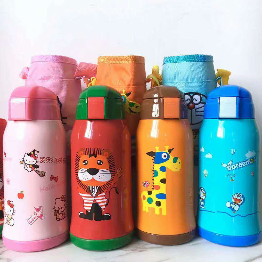 New cartoon stainless steel vacuum insulated cup, customized creative children's kettle with straw, baby water cup gift wholesale, portable and easy to clean, food-grade silicone straw, multiple colors and patterns to choose from, baby water cup. Specification image