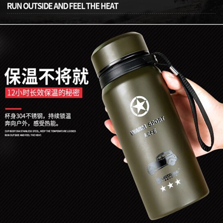 Thermos flasks, thermos cups, large-capacity men's and women's outdoor sports portable stainless steel water cups, car household cups details Picture