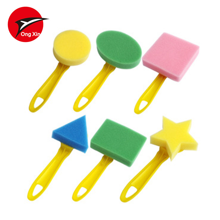 Customized multi-color foam brushes, universal long-handled dishwashing sponges with geometric shapes by the manufacturer full figure