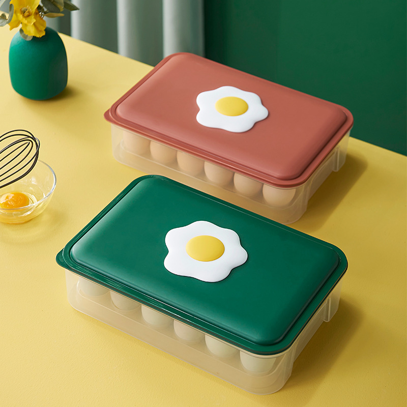 Kitchen 24 grid egg box Refrigerator fresh-keeping storage box with cover egg box Plastic duck egg box egg tray