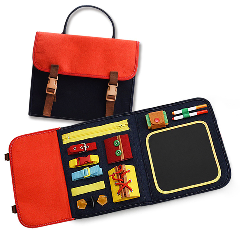 Wholesale of new felt Montessori busy green board handbags, educational fine motor training early education children's enlightenment toys Item Picture