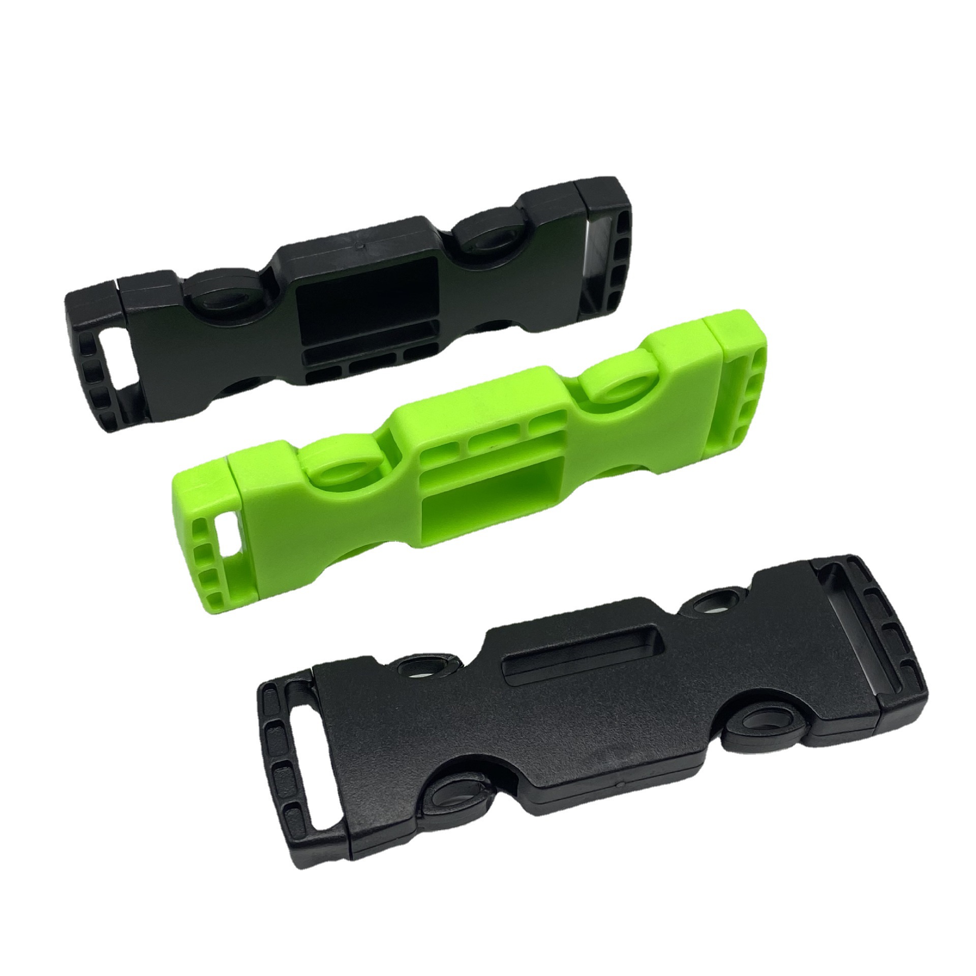 The plastic buckle with an extended three-way bag strap buckle and baby seat strap buckle can be made according to color Item Picture