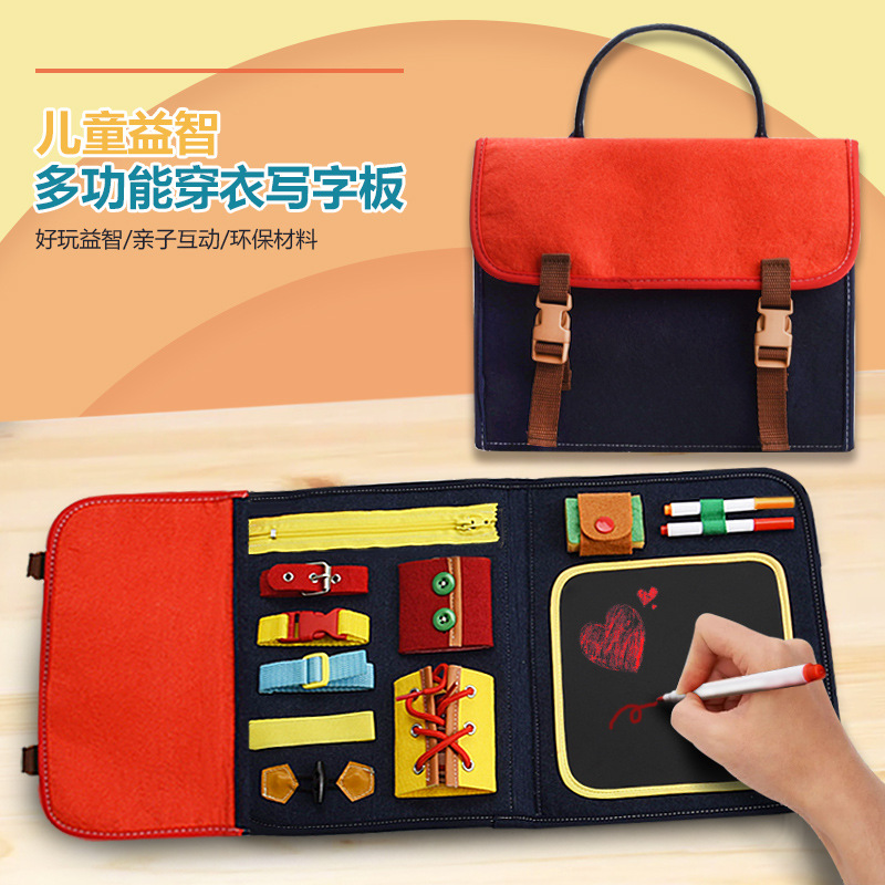 Wholesale of new felt Montessori busy green board handbags, educational fine motor training early education children's enlightenment toys full figure
