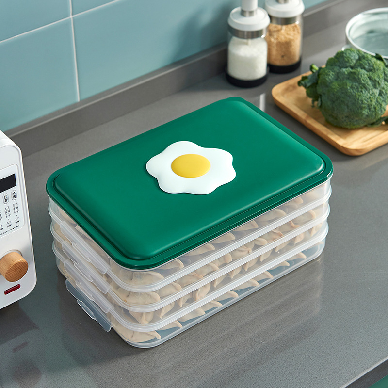 饺子盒厨房冰箱收纳盒透明食物保鲜盒多层分格家用速冻馄饨水饺盒