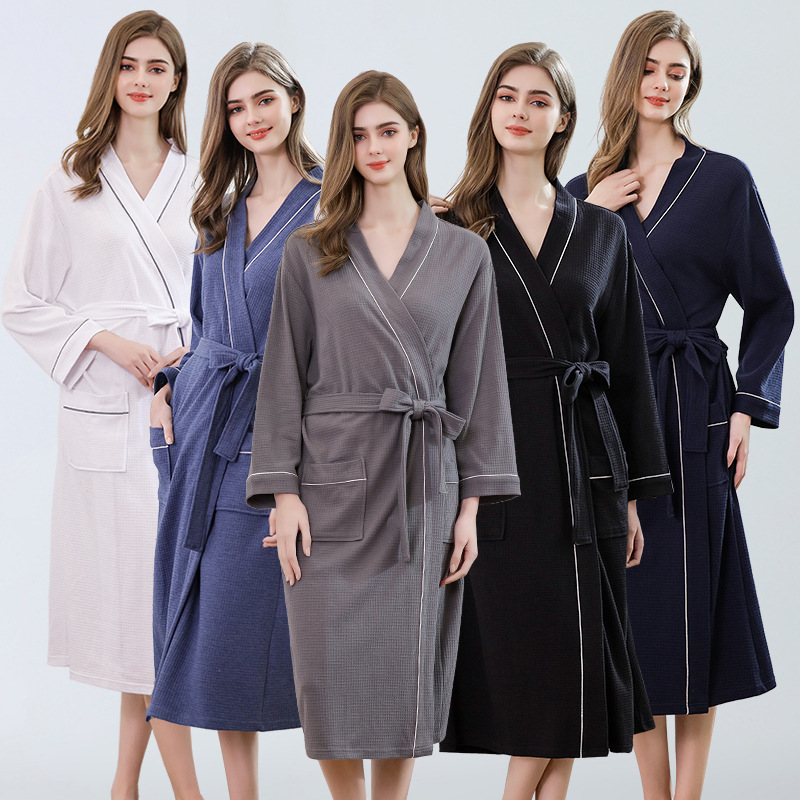 Spring/summer couples Waffle bathrobe cotton bathrobe fatten up omei absorbent hotel bathrobe