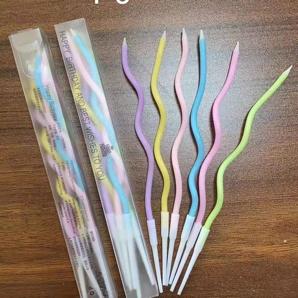 Spiral candles Birthday party supplies 6 colorful curved candles cake plug-in decorative craft candles