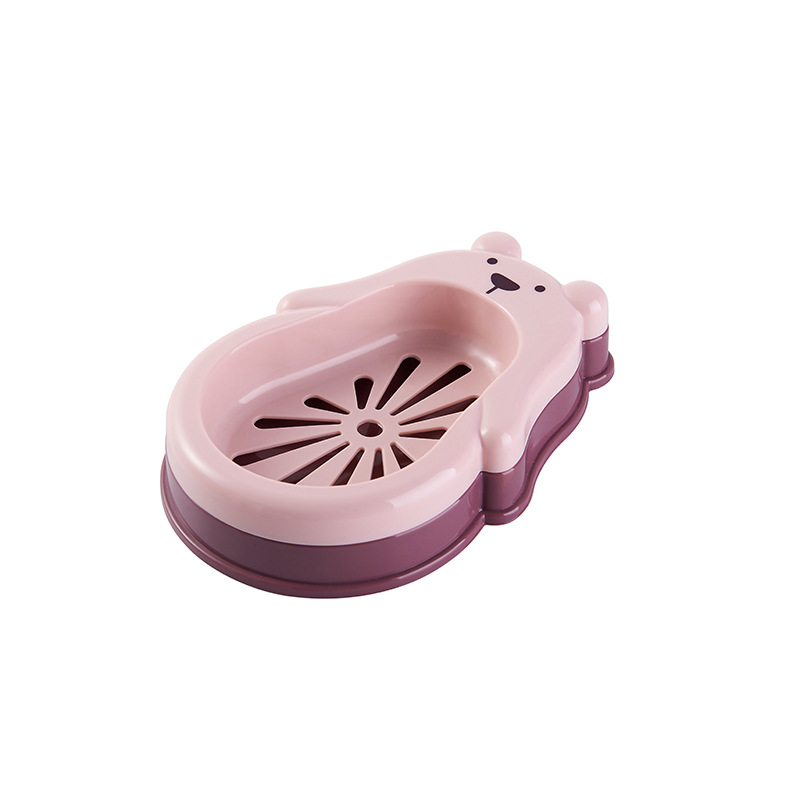 New Bear double-layer draining soap box for bathroom and bath soap box, cute cartoon soap box with lid Item Picture
