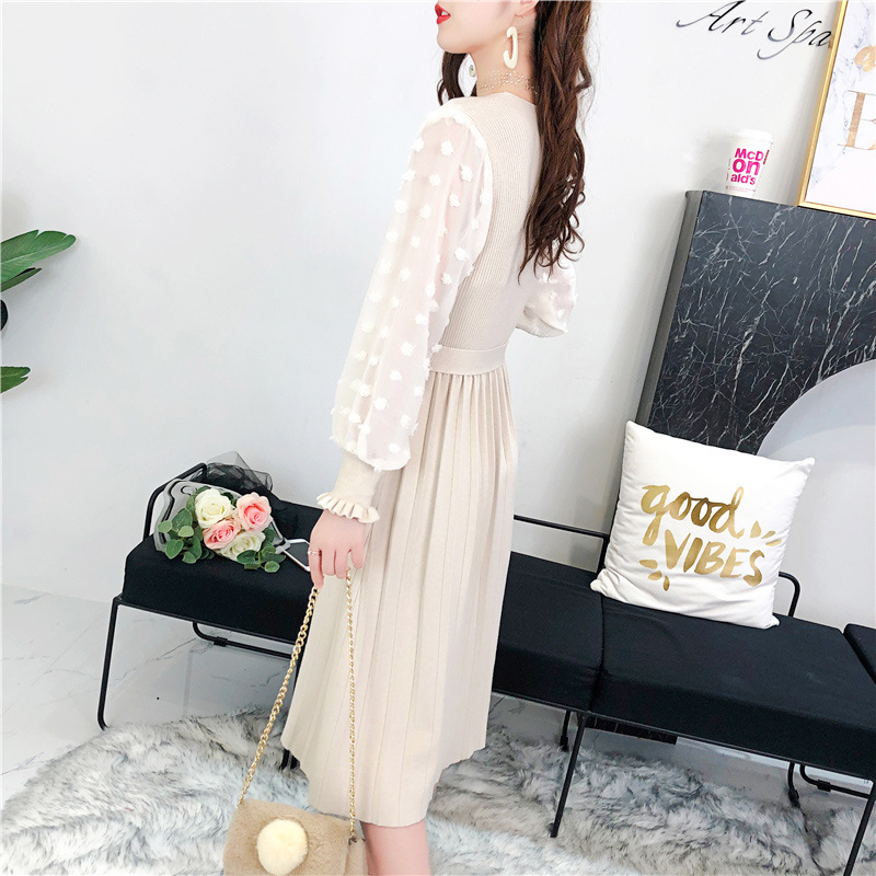 A new mid-length base layer for early autumn, a loose and ethereal knitted sweater and women's dress Item Picture