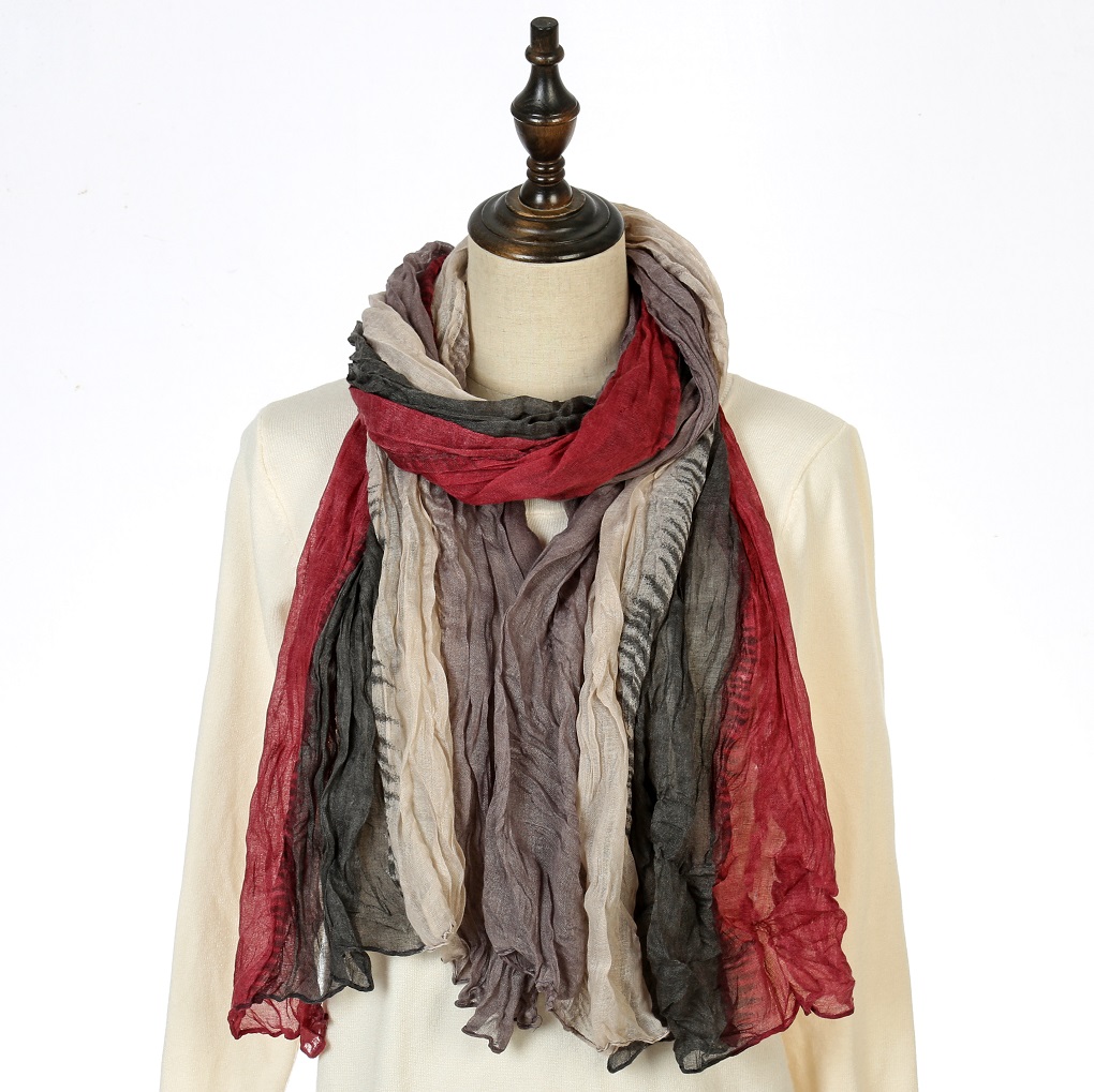 Cotton and linen long scarf 90*180, spring and autumn color-blocking foreign trade scarf bestseller, soft and neutral gauze scarf