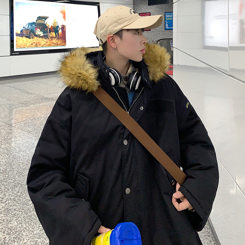 Amekaki retro workwear solid color cotton-padded jacket Loose 2021 autumn and winter men's and women's casual warm bread jacket cotton-padded jacket Specification image