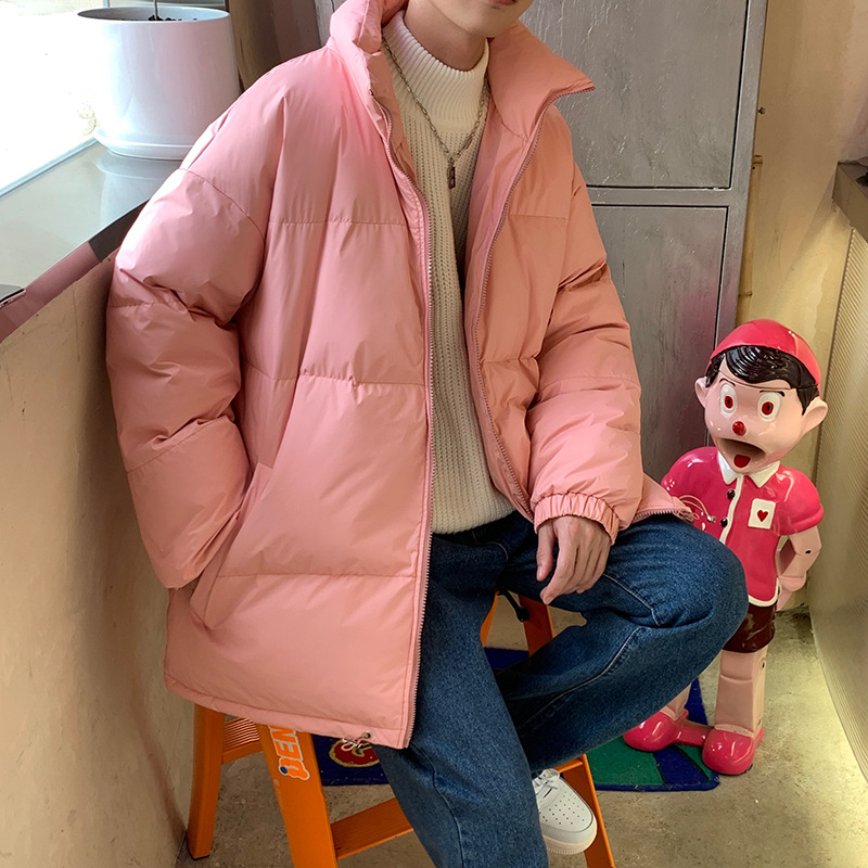 Couple Hong Kong-style cotton-padded jackets for men and women in the autumn and winter of 2021, solid fluorescent color street bread jackets, cotton-padded jackets, and outerwear trend Application Scenario