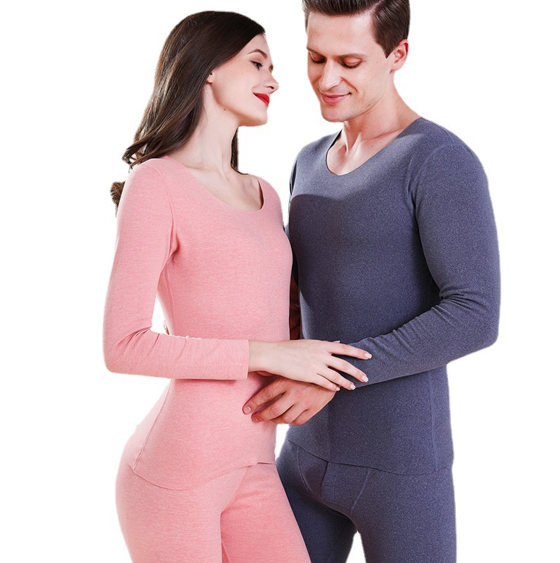 Large size 210-pound high-elasticity AB side colorful silk velvet heating couple set, jersey and thermal pants for men to wear inside Application Scenario