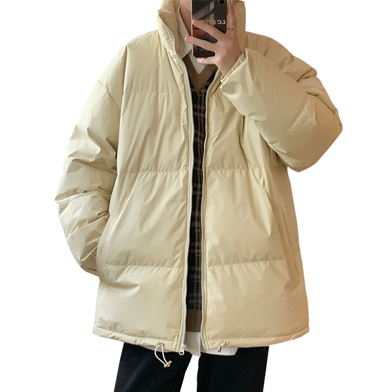 Couple Hong Kong-style cotton-padded jackets for men and women in the autumn and winter of 2021, solid fluorescent color street bread jackets, cotton-padded jackets, and outerwear trend Item Picture