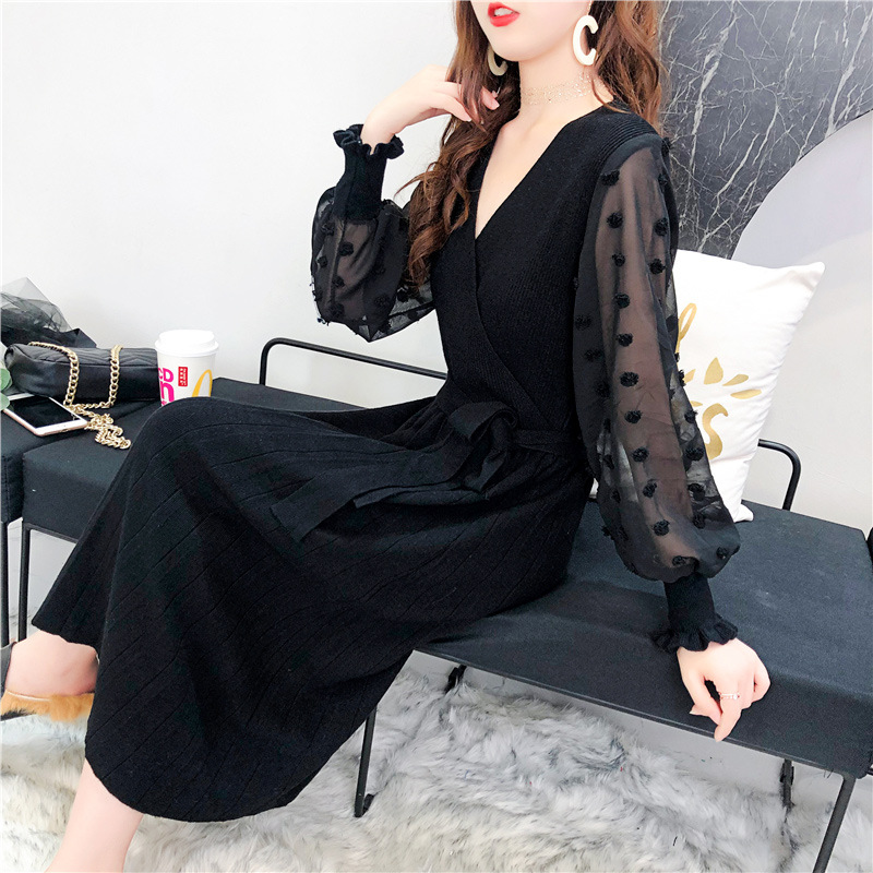 A new mid-length base layer for early autumn, a loose and ethereal knitted sweater and women's dress Specification image