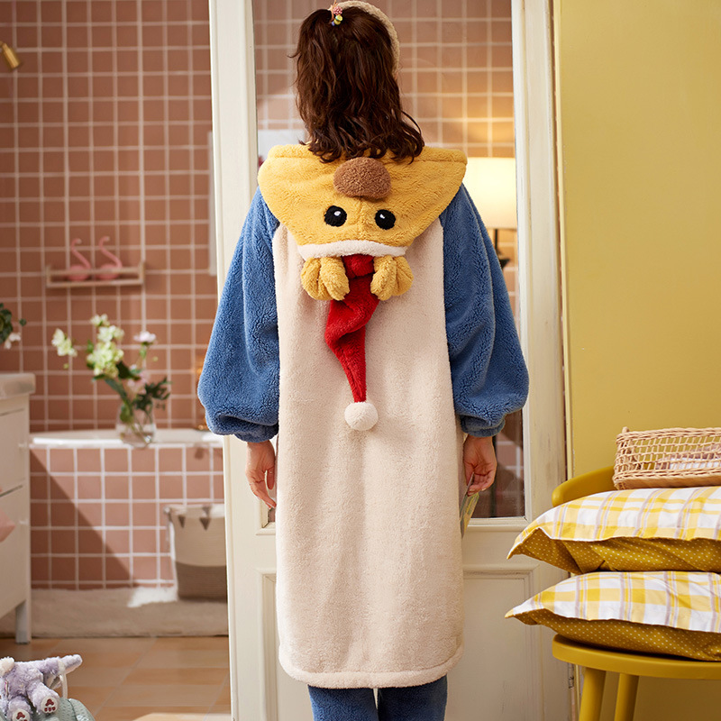 Pajama Women's Autumn and Winter 2021 New Coral fleece thickened Warm winter plush Cartoon home wear set Application Scenario