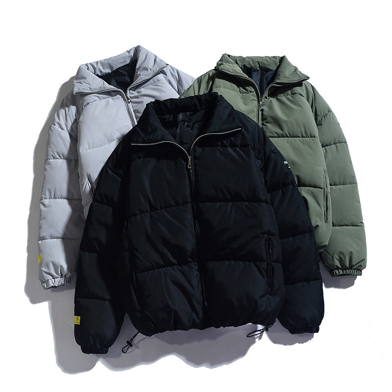 2021 New winter men's warm thickened cotton clothes, breadwear, casual short cotton-padded jacket, stand-up collar coat for men