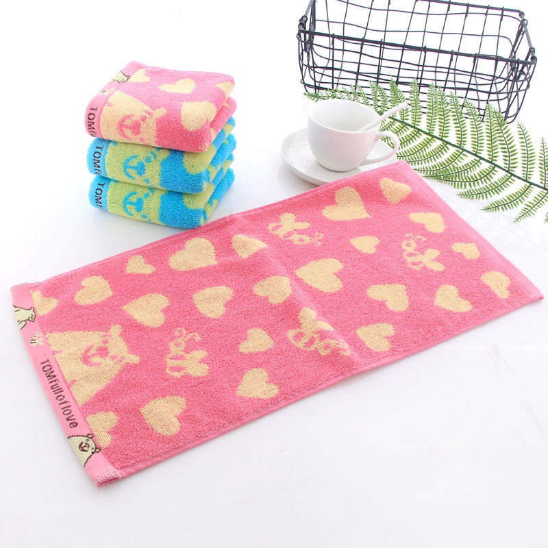 Wholesale of pure cotton non-shedding face towels for children, Fuxiong household hand towels, all-cotton baby absorbent Specification image