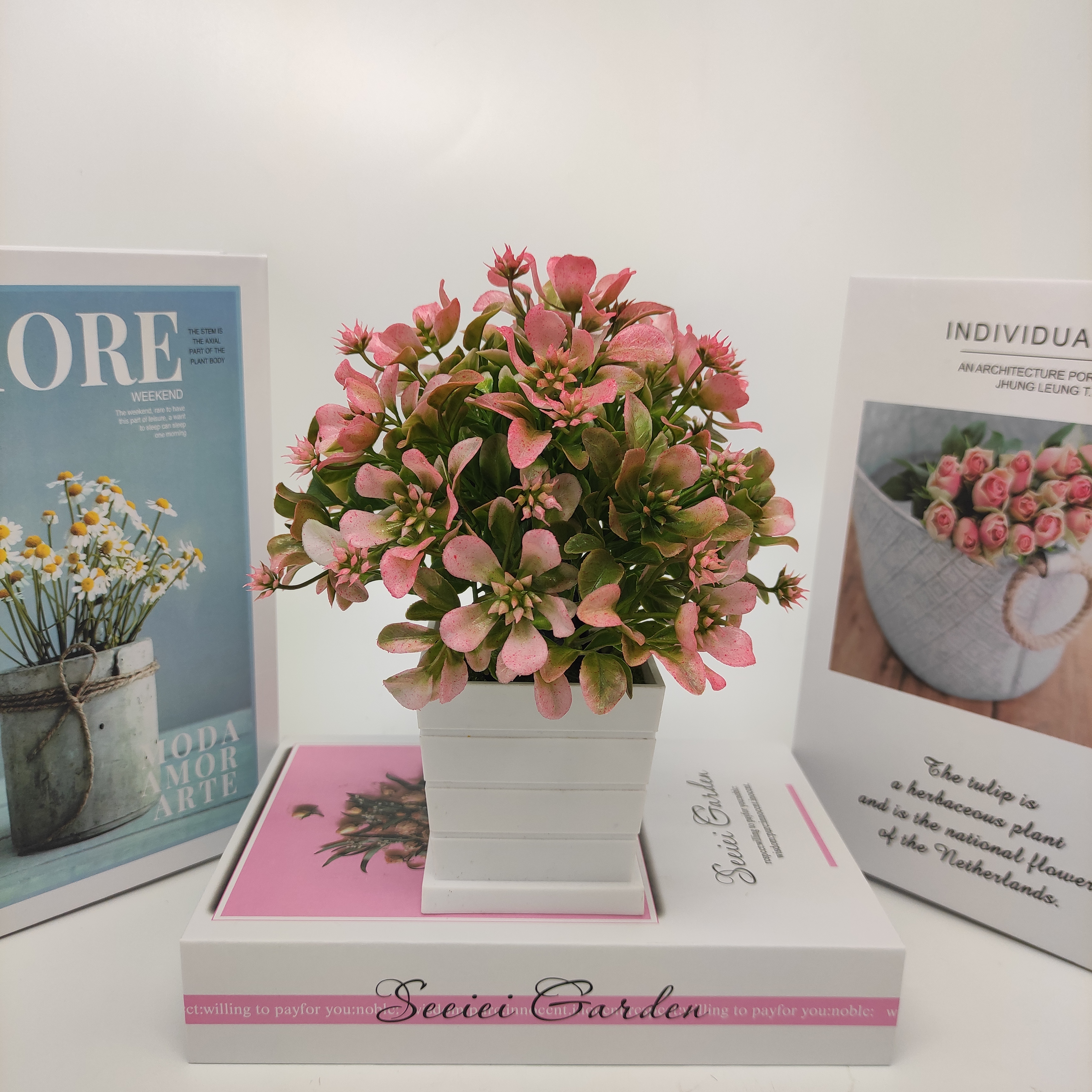 Mini artificial bonsai flowers, small potted plants, factory direct sales of artificial flower plants Specification image