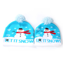 Christmas and Halloween family knitted hat for adults and children LED light-emitting hat with colorful lights and balls