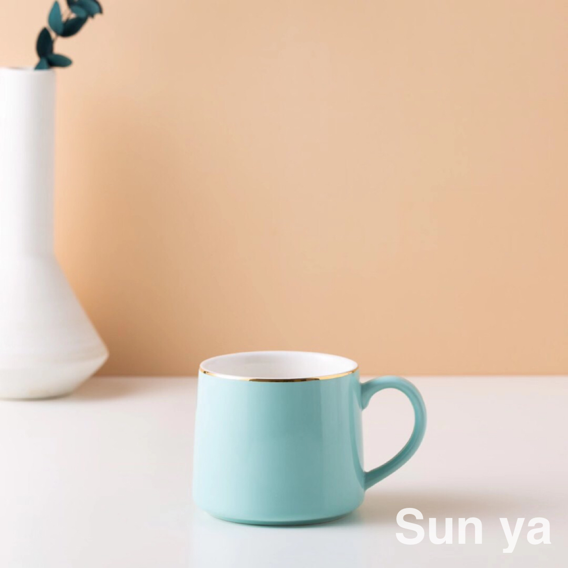 Hot Nordic style ceramic cup gold thread mug creative coffee cup office mug thumbnail