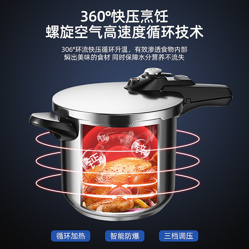 German 304 stainless steel pressure cooker, household gas induction cooker, universal explosion-proof mini pressure cooker with large capacity details Picture
