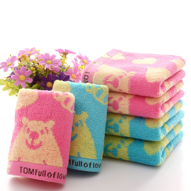 Wholesale of pure cotton non-shedding face towels for children, Fuxiong household hand towels, all-cotton baby absorbent details Picture