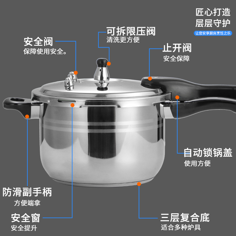 304 stainless steel pressure cooker, household and commercial explosion-proof pressure cooker, 16-32 induction cooker, gas universal Application Scenario