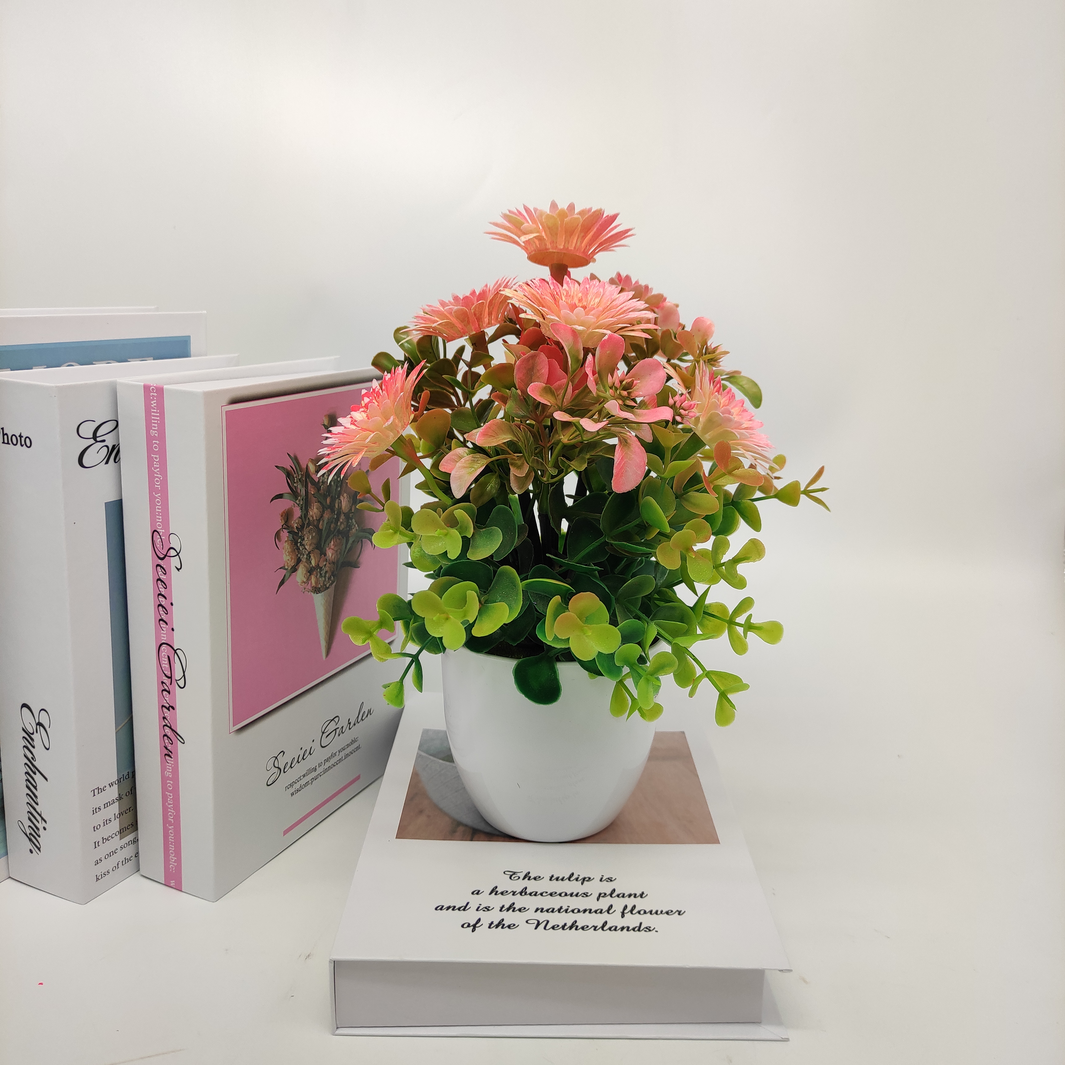 Mini artificial bonsai flowers, small potted plants, factory direct sales of artificial flower plants Specification image