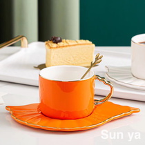 Hot light luxury gold coffee cup saucer creative mug Nordic feng shui cup