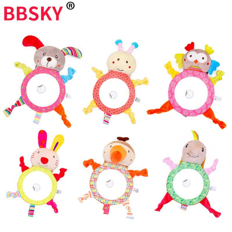 Cartoon animal rearview assist mirror, car baby reverse seat, rearview mirror, plush funhouse mirror toy